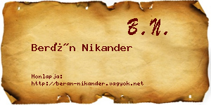 Berán Nikander névjegykártya